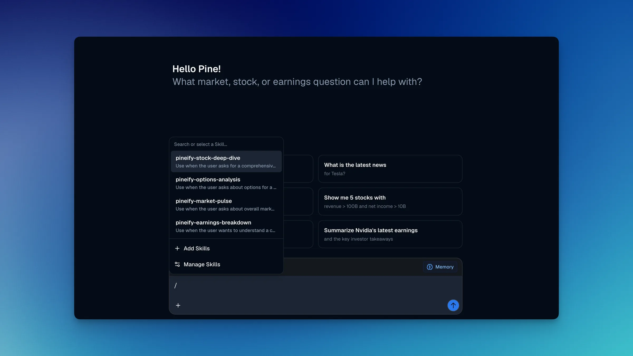 Custom Skills feature in Pineify MQL5 AI Coding Agent, reusable instruction sets for consistent code output